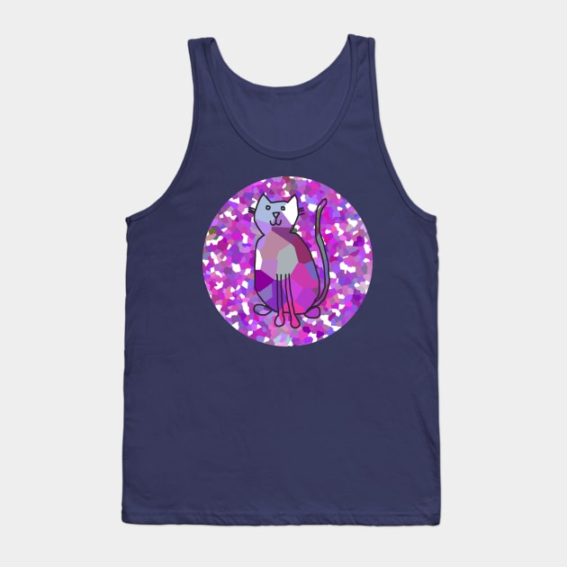 Cat on Purple Circle Tank Top by ellenhenryart